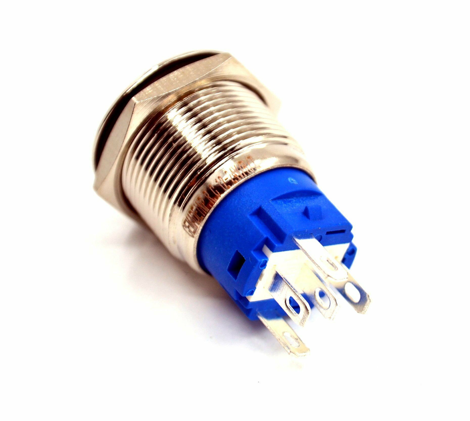 19mm Yaylı Metal Buton Yeşil Işıklı 1NO/1NC Anahtar 12V 24V MT-ANY24