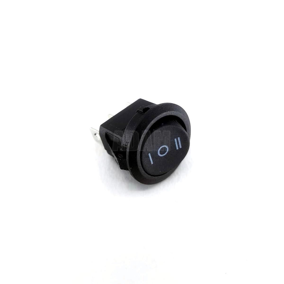 12V Mini Yuvarlak Anahtar 1-0-2 Siyah Rocker Switch 3P MT-ANK21