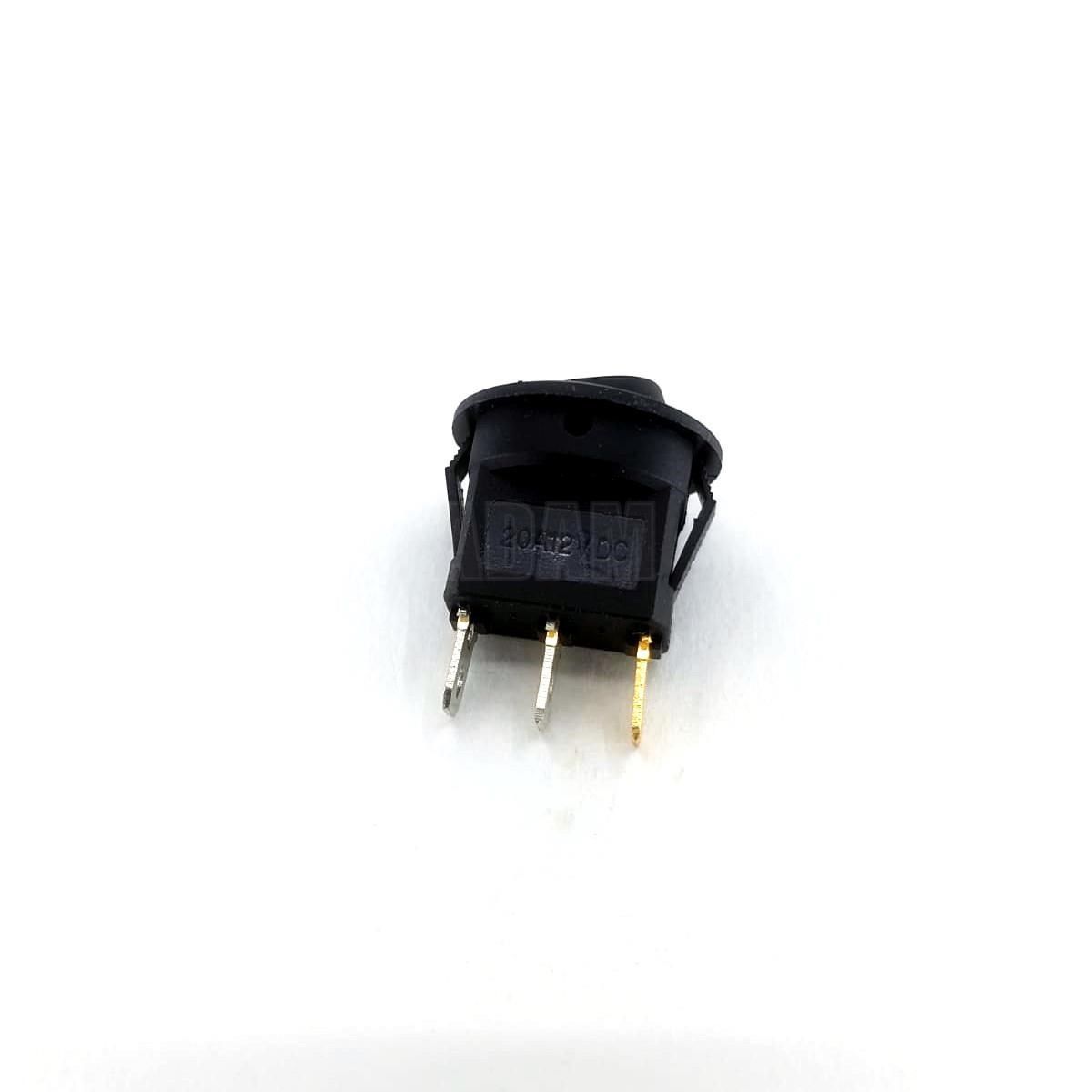 12V Mini Yuvarlak Anahtar 1-0-2 Siyah Rocker Switch 3P MT-ANK21