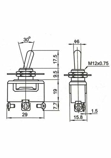 Toggle Switch 1-1 Metal Anahtar 3 Pin 12V-220V MT-ANS04