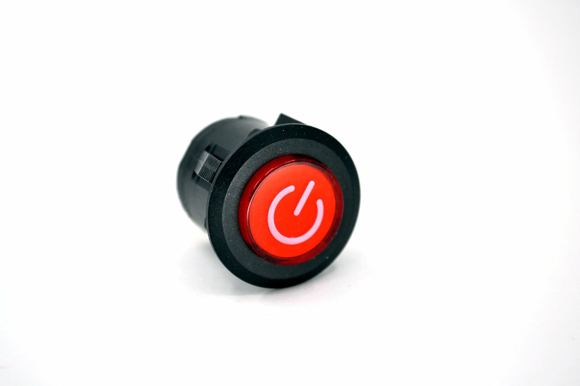 26mm 12V Kırmızı Işıklı POWER Logolu 1-0 Kalıcı Anahtar Yuvarlak 16A