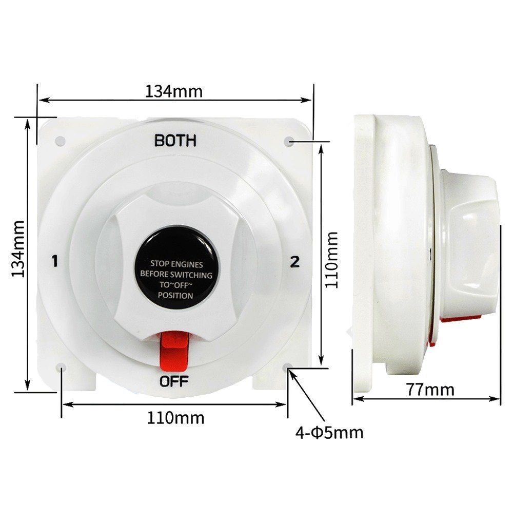 Marine Beyaz Devre Kesici Both Şalter Çift Akü 12V 24V 175A Büyük MT-ADK175A2B