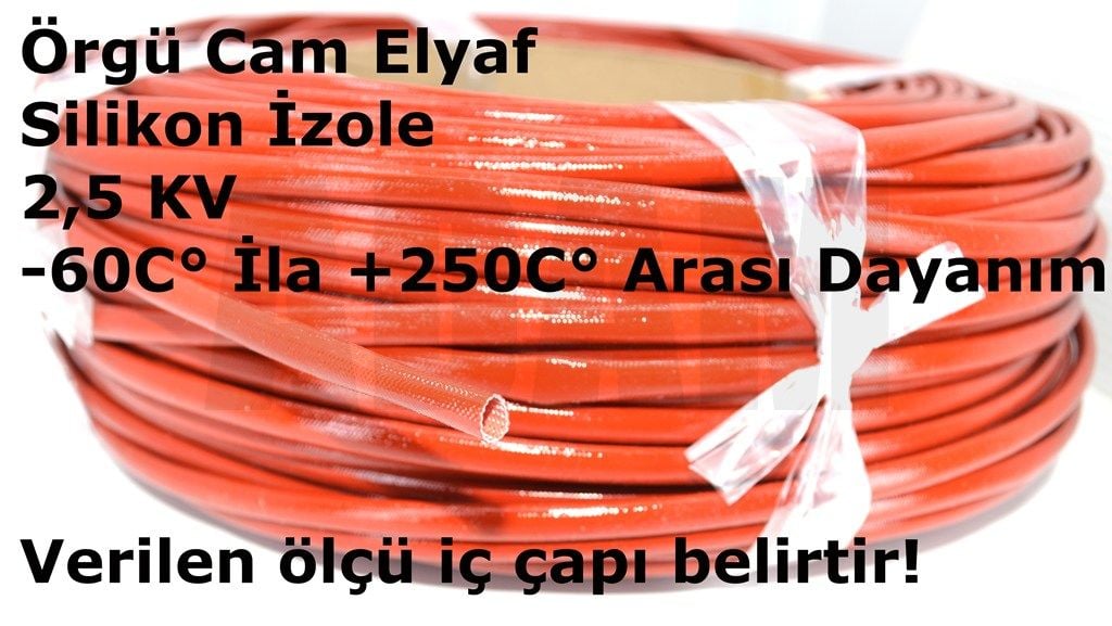 50 Metre 14mm Silikon İzoleli Cam Elyaf H-Class Kahverengi Makaron MT-CM14H