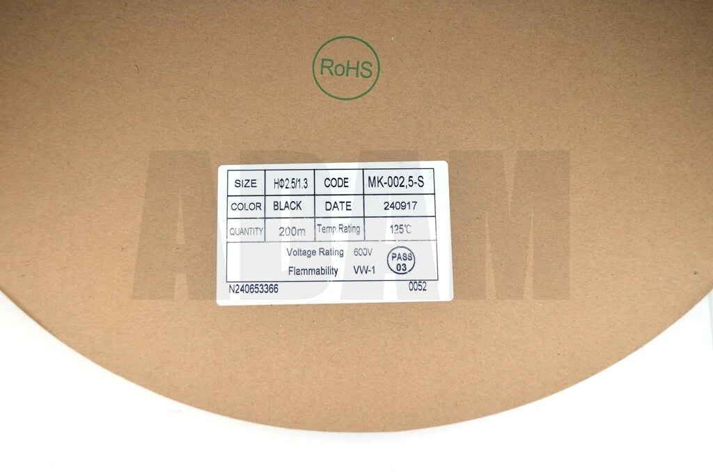 200 Metre 2,4mm Siyah Isı İle Daralan Makaron Isıyla MT-M2.4S