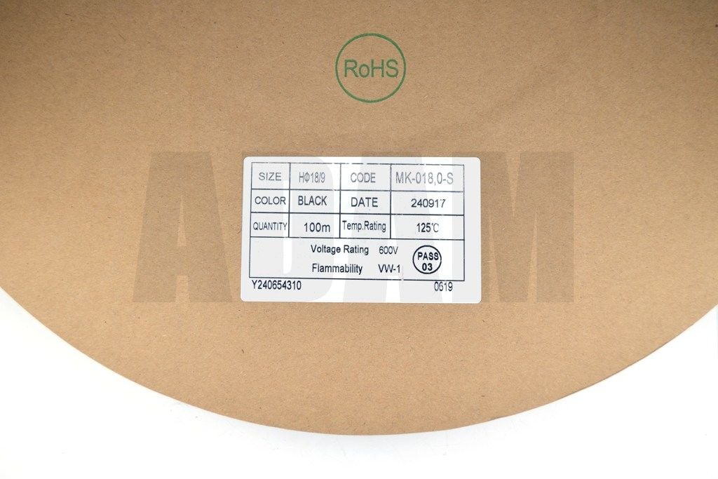 100 Metre 18mm Siyah Isı İle Daralan Makaron Isıyla MT-M18S